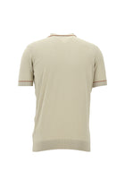 Açık Bej Polo Yaka Slim Fit Dar Kesim Desenli  Pamuklu T-shirt