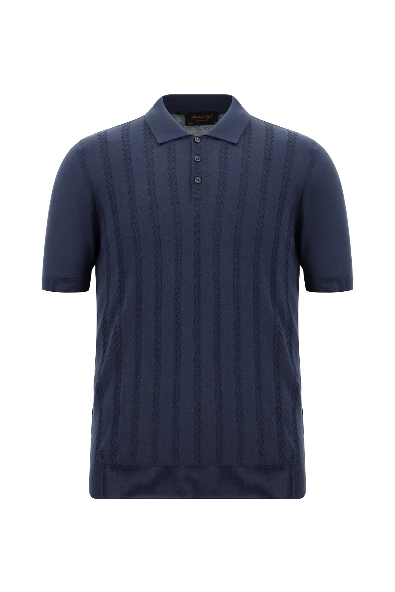 Siyah Lacivert Slim Fit Dar Kesim Desenli Nakışlı Pamuklu Polo Yaka T-shirt