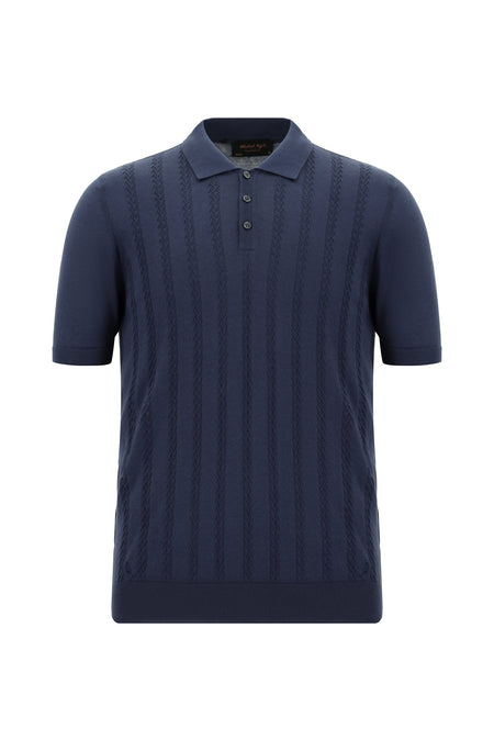 Siyah Lacivert Slim Fit Dar Kesim Desenli Nakışlı Pamuklu Polo Yaka T-shirt