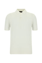 Kırık Beyaz Slim Fit Dar Kesim Desenli Nakışlı Pamuklu Polo Yaka T-shirt