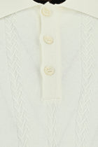 Kırık Beyaz Slim Fit Dar Kesim Desenli Nakışlı Pamuklu Polo Yaka T-shirt