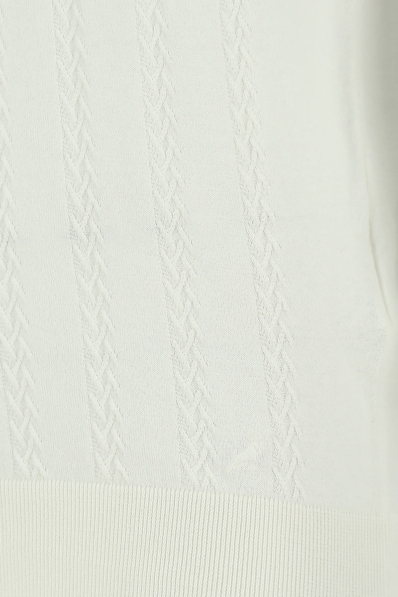 Kırık Beyaz Slim Fit Dar Kesim Desenli Nakışlı Pamuklu Polo Yaka T-shirt