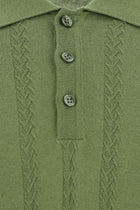 Yağ Yeşili-Olive Slim Fit Dar Kesim Desenli Nakışlı Pamuklu Polo Yaka T-shirt