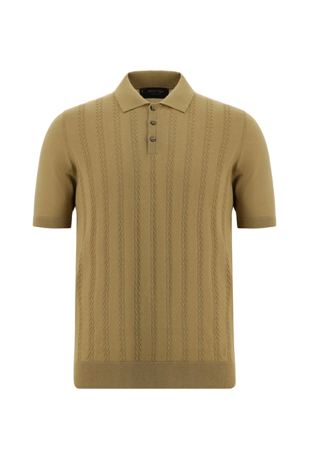 Orta Vizon Slim Fit Dar Kesim Desenli Nakışlı Pamuklu Polo Yaka T-shirt