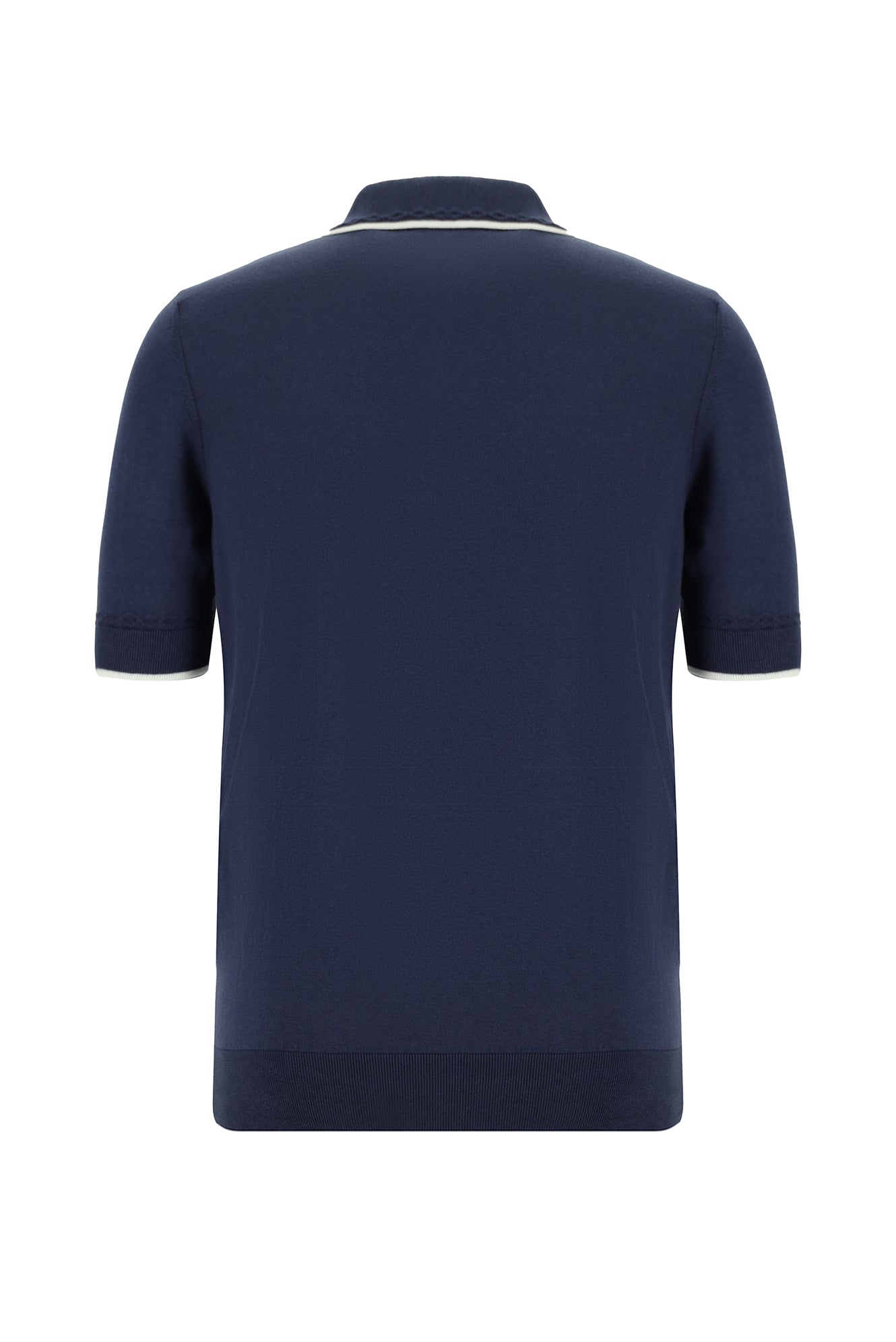 Siyah Lacivert Slim Fit Dar Kesim Fermuarlı Desenli Nakışlı Pamuklu Polo Yaka T-shirt