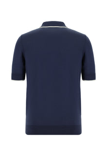 Siyah Lacivert Slim Fit Dar Kesim Fermuarlı Desenli Nakışlı Pamuklu Polo Yaka T-shirt