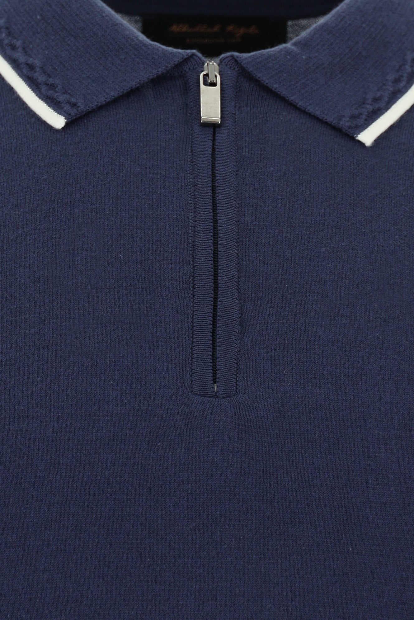 Siyah Lacivert Slim Fit Dar Kesim Fermuarl? Desenli Nak??l? Pamuklu Polo Yaka T-shirt-Abdullah Ki??l?