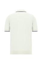 Kırık Beyaz Slim Fit Dar Kesim Fermuarlı Desenli Nakışlı Pamuklu Polo Yaka T-shirt