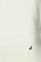 Kırık Beyaz Slim Fit Dar Kesim Fermuarlı Desenli Nakışlı Pamuklu Polo Yaka T-shirt