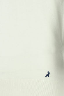 Kırık Beyaz Slim Fit Dar Kesim Fermuarlı Desenli Nakışlı Pamuklu Polo Yaka T-shirt