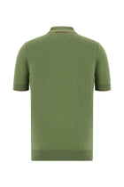 Yağ Yeşili-Olive Slim Fit Dar Kesim Fermuarlı Desenli Nakışlı Pamuklu Polo Yaka T-shirt
