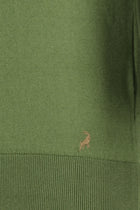 Yağ Yeşili-Olive Slim Fit Dar Kesim Fermuarlı Desenli Nakışlı Pamuklu Polo Yaka T-shirt