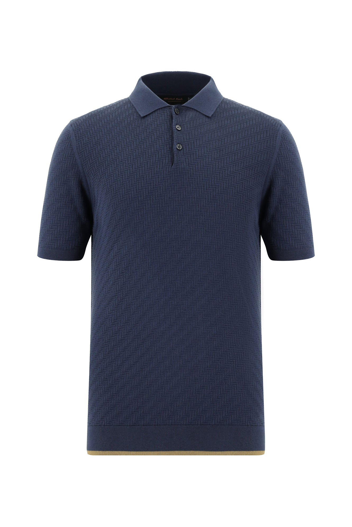 Siyah Lacivert Slim Fit Dar Kesim Desenli Nakışlı Pamuklu Polo Yaka T-shirt