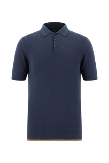 Siyah Lacivert Slim Fit Dar Kesim Desenli Nakışlı Pamuklu Polo Yaka T-shirt