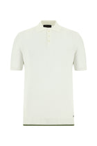 Kırık Beyaz Slim Fit Dar Kesim Desenli Nakışlı Pamuklu Polo Yaka T-shirt