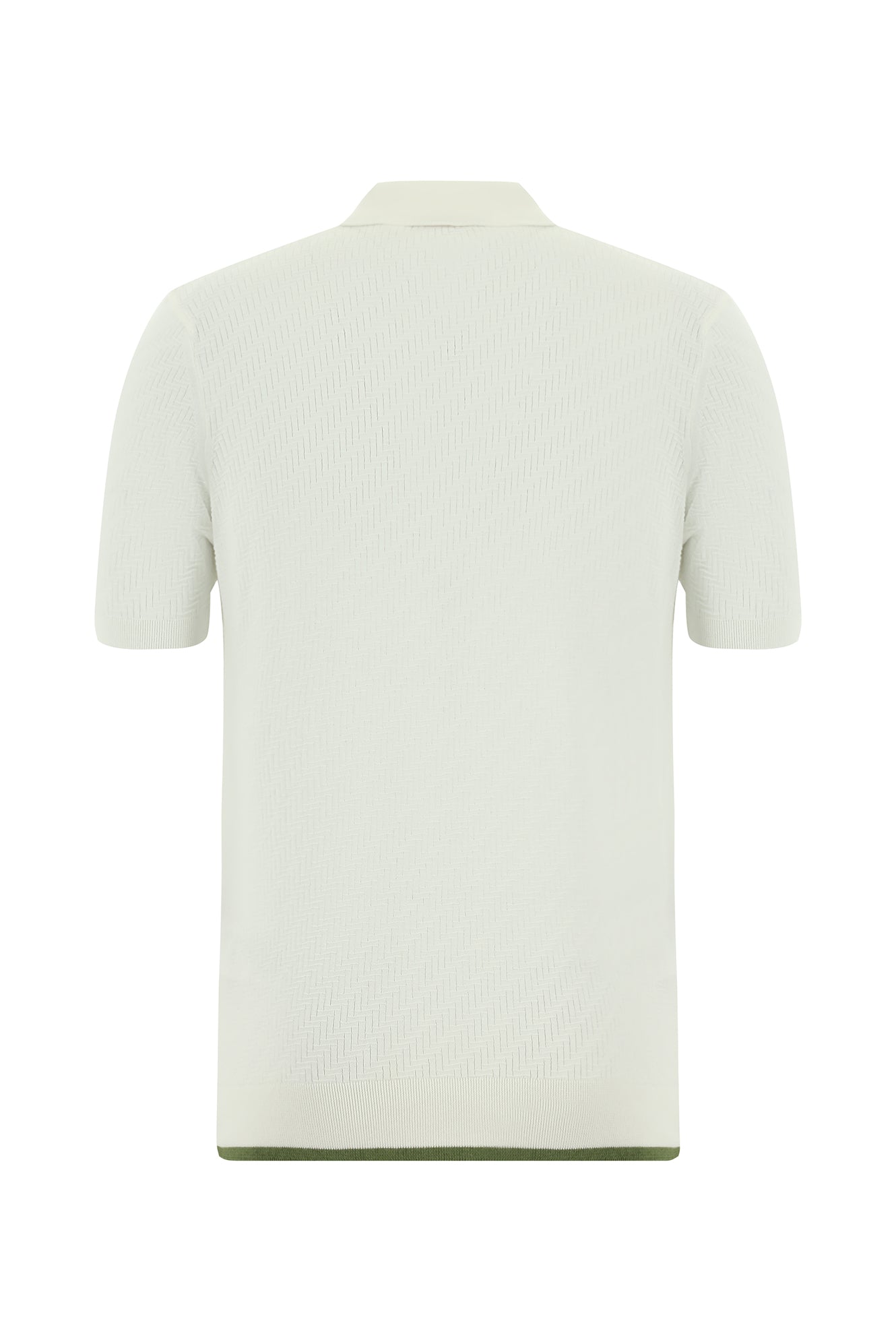 Kırık Beyaz Slim Fit Dar Kesim Desenli Nakışlı Pamuklu Polo Yaka T-shirt