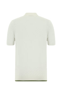 Kırık Beyaz Slim Fit Dar Kesim Desenli Nakışlı Pamuklu Polo Yaka T-shirt