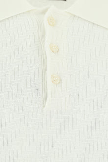 Kırık Beyaz Slim Fit Dar Kesim Desenli Nakışlı Pamuklu Polo Yaka T-shirt