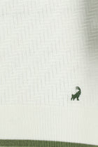 Kırık Beyaz Slim Fit Dar Kesim Desenli Nakışlı Pamuklu Polo Yaka T-shirt