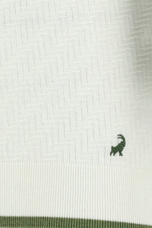 K?r?k Beyaz Slim Fit Dar Kesim Desenli Nak??l? Pamuklu Polo Yaka T-shirt-Abdullah Ki??l?