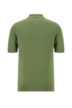 Yağ Yeşili-Olive Slim Fit Dar Kesim Desenli Nakışlı Pamuklu Polo Yaka T-shirt