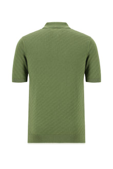 Yağ Yeşili-Olive Slim Fit Dar Kesim Desenli Nakışlı Pamuklu Polo Yaka T-shirt