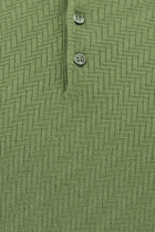 Yağ Yeşili-Olive Slim Fit Dar Kesim Desenli Nakışlı Pamuklu Polo Yaka T-shirt