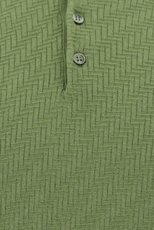 Yağ Yeşili-Olive Slim Fit Dar Kesim Desenli Nakışlı Pamuklu Polo Yaka T-shirt