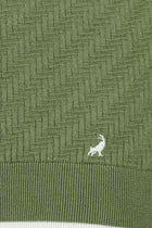 Yağ Yeşili-Olive Slim Fit Dar Kesim Desenli Nakışlı Pamuklu Polo Yaka T-shirt