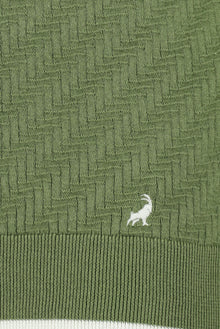 Yağ Yeşili-Olive Slim Fit Dar Kesim Desenli Nakışlı Pamuklu Polo Yaka T-shirt