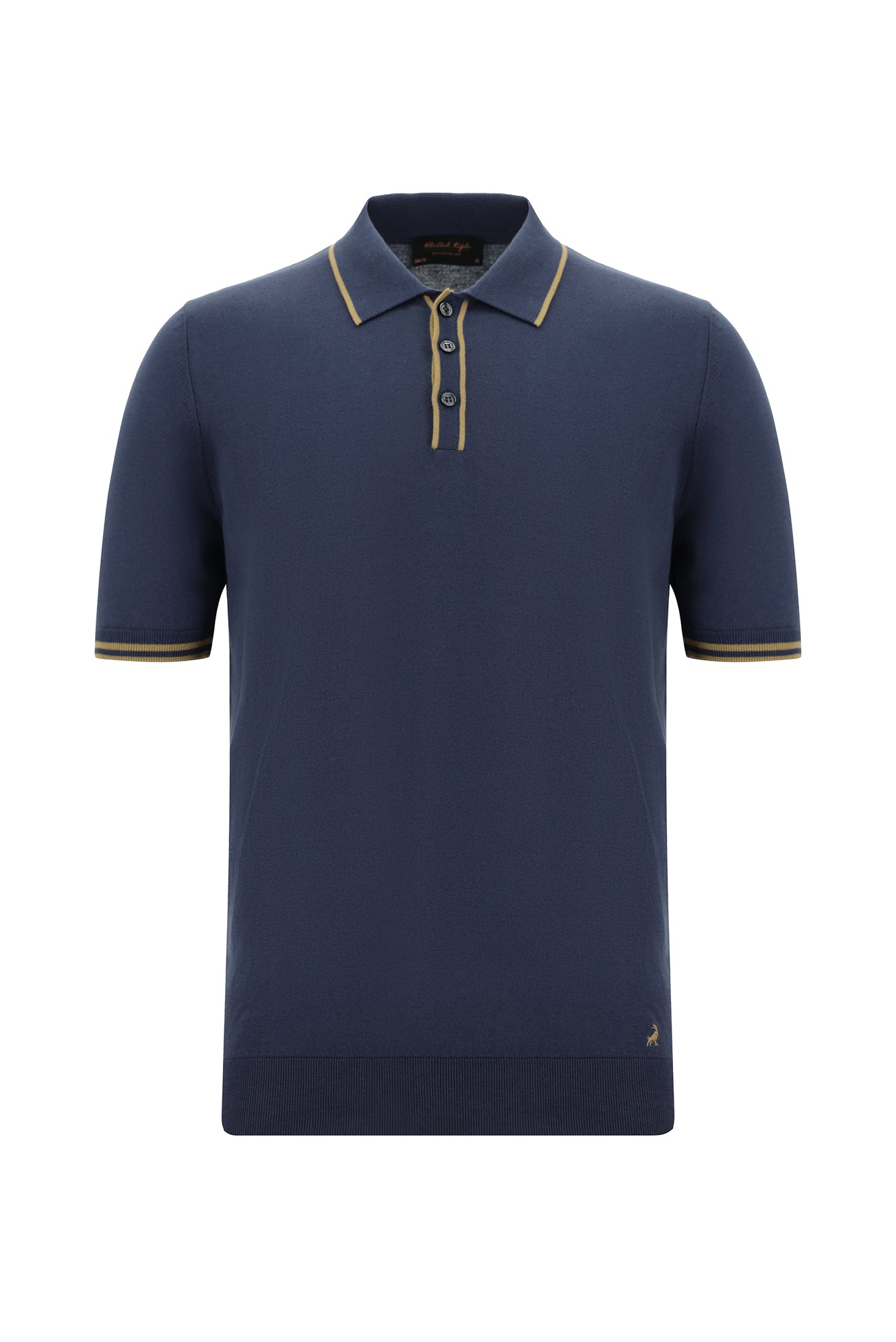 Siyah Lacivert Slim Fit Dar Kesim Desenli Nakışlı Pamuklu Polo Yaka T-shirt