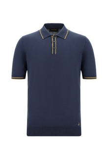 Siyah Lacivert Slim Fit Dar Kesim Desenli Nakışlı Pamuklu Polo Yaka T-shirt