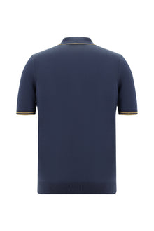 Siyah Lacivert Slim Fit Dar Kesim Desenli Nakışlı Pamuklu Polo Yaka T-shirt