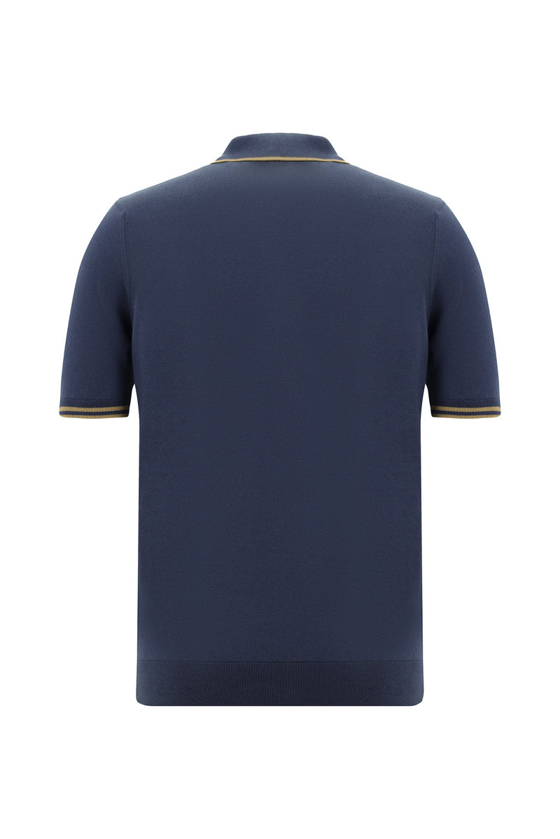 Siyah Lacivert Slim Fit Dar Kesim Desenli Nak??l? Pamuklu Polo Yaka T-shirt-Abdullah Ki??l?