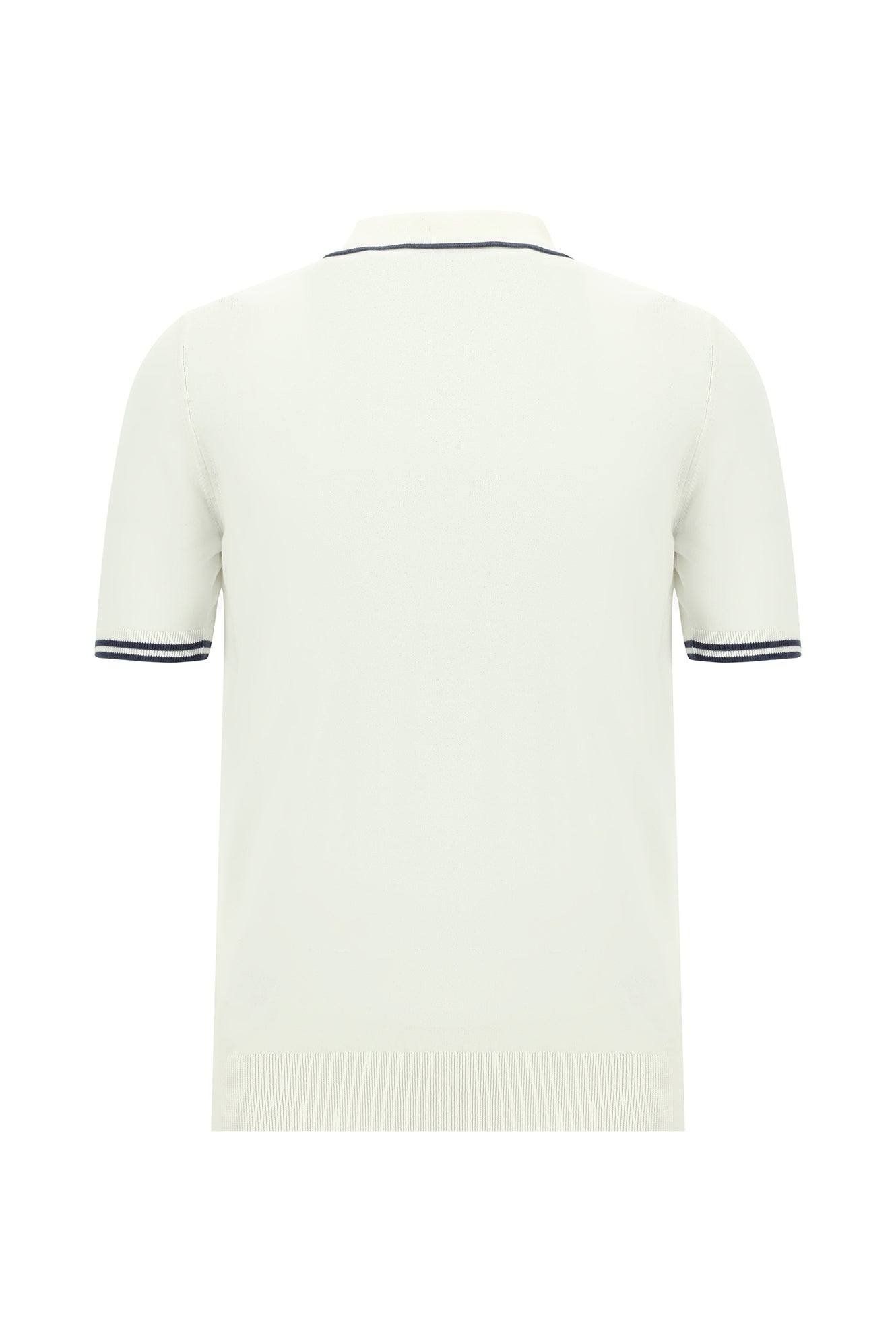 Kırık Beyaz Slim Fit Dar Kesim Desenli Nakışlı Pamuklu Polo Yaka T-shirt