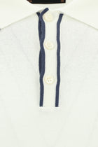 Kırık Beyaz Slim Fit Dar Kesim Desenli Nakışlı Pamuklu Polo Yaka T-shirt