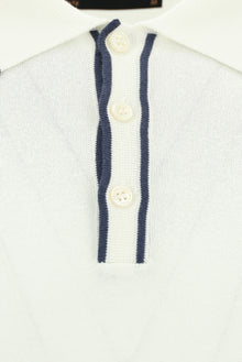 Kırık Beyaz Slim Fit Dar Kesim Desenli Nakışlı Pamuklu Polo Yaka T-shirt