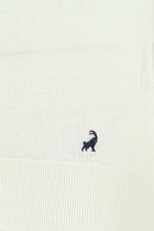 Kırık Beyaz Slim Fit Dar Kesim Desenli Nakışlı Pamuklu Polo Yaka T-shirt