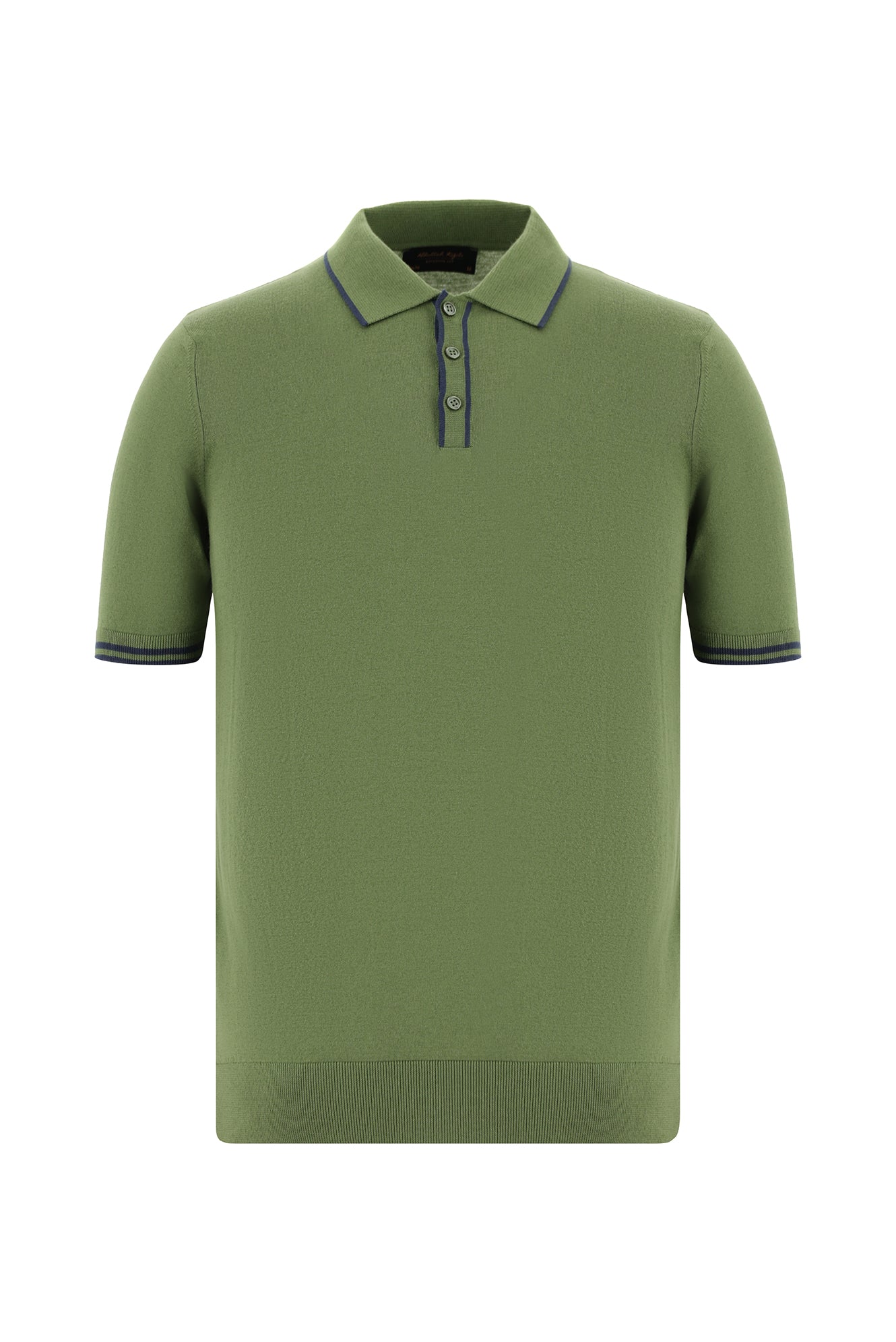 Yağ Yeşili-Olive Slim Fit Dar Kesim Desenli Nakışlı Pamuklu Polo Yaka T-shirt