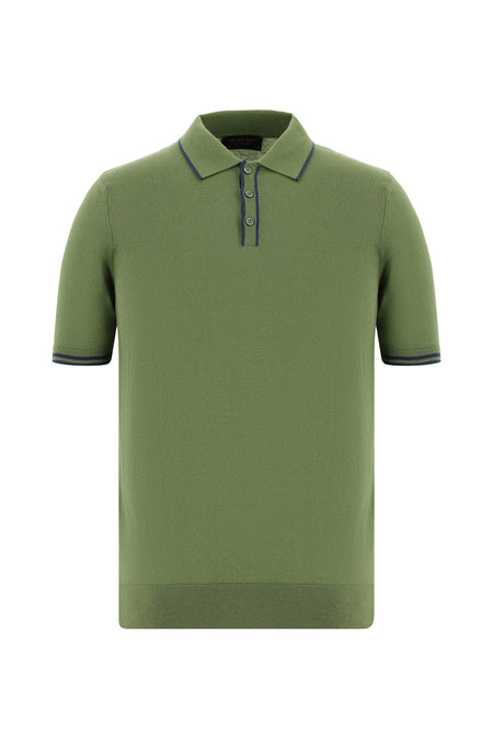 Yağ Yeşili-Olive Slim Fit Dar Kesim Desenli Nakışlı Pamuklu Polo Yaka T-shirt
