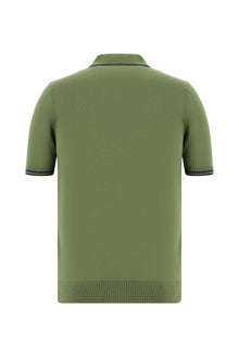 Yağ Yeşili-Olive Slim Fit Dar Kesim Desenli Nakışlı Pamuklu Polo Yaka T-shirt