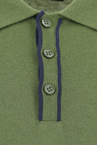 Yağ Yeşili-Olive Slim Fit Dar Kesim Desenli Nakışlı Pamuklu Polo Yaka T-shirt