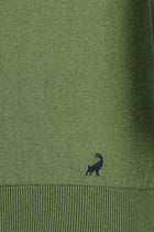 Yağ Yeşili-Olive Slim Fit Dar Kesim Desenli Nakışlı Pamuklu Polo Yaka T-shirt