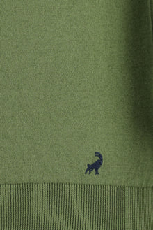 Yağ Yeşili-Olive Slim Fit Dar Kesim Desenli Nakışlı Pamuklu Polo Yaka T-shirt