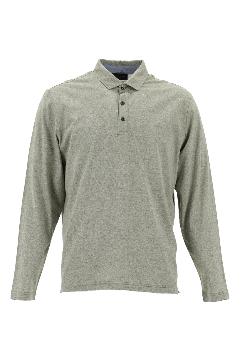 Orta Bej Polo Yaka Düğmeli Merserize Pamuklu Sweatshirt