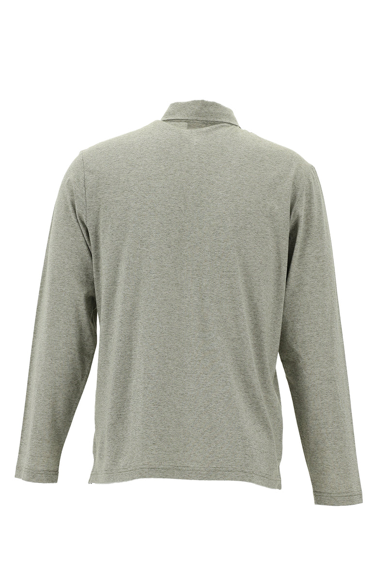 Orta Bej Polo Yaka Düğmeli Merserize Pamuklu Sweatshirt