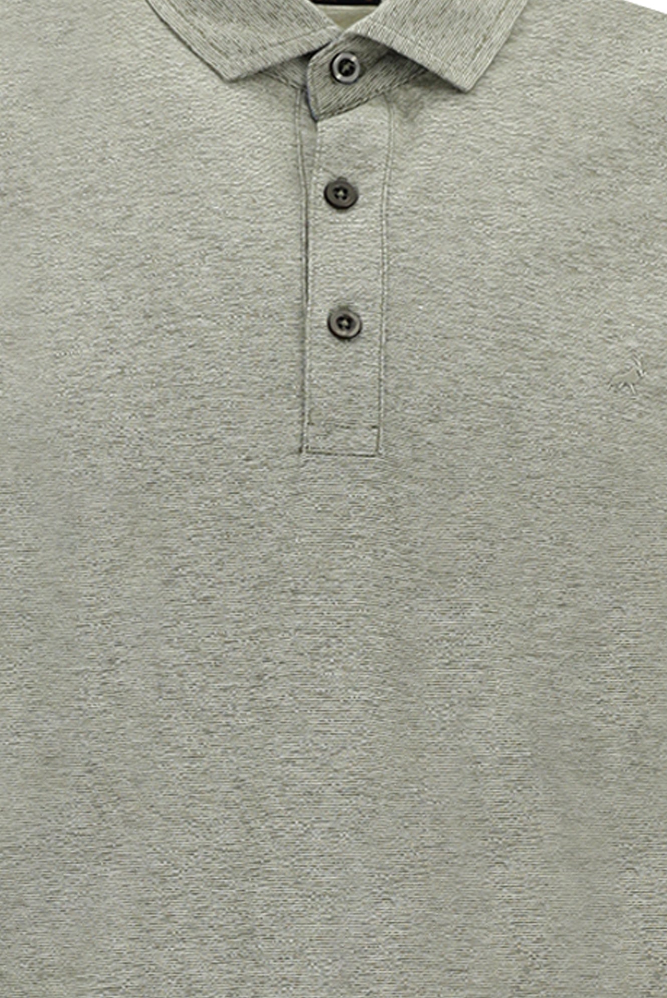 Orta Bej Polo Yaka Düğmeli Merserize Pamuklu Sweatshirt