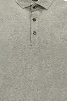 Orta Bej Polo Yaka Düğmeli Merserize Pamuklu Sweatshirt