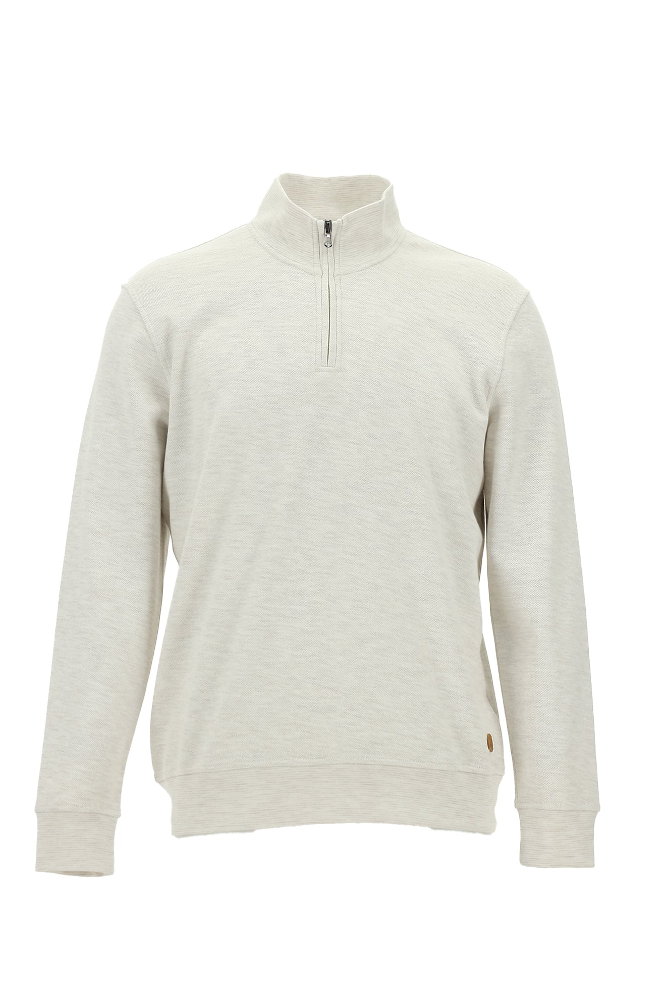 Açık Bej Yarım Balıkçı Yaka Fermuarlı Merserize Pamuklu Sweatshirt