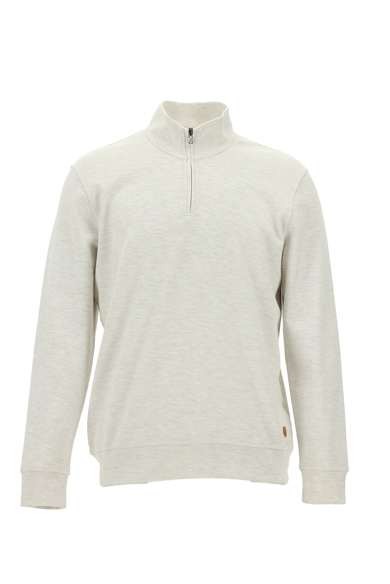Açık Bej Yarım Balıkçı Yaka Fermuarlı Merserize Pamuklu Sweatshirt